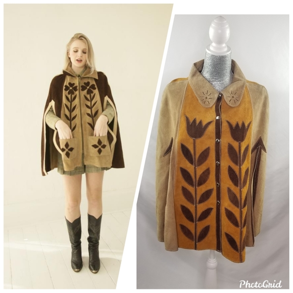 VINTAGE 1960’s Two-tone Suede Cape - Picture 8 of 9
